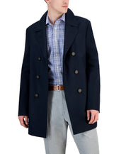 Lauren Ralph Lauren Mens Double Breasted Raincoat Coat 42 L Navy Blue Solid