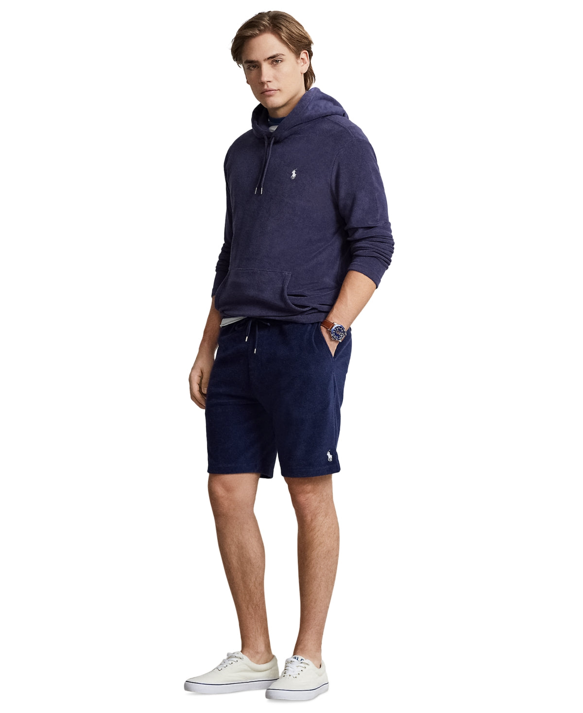 Polo Ralph Lauren Men's Cotton Blend Terry Hoodie Sweatshirt XS Navy Blue