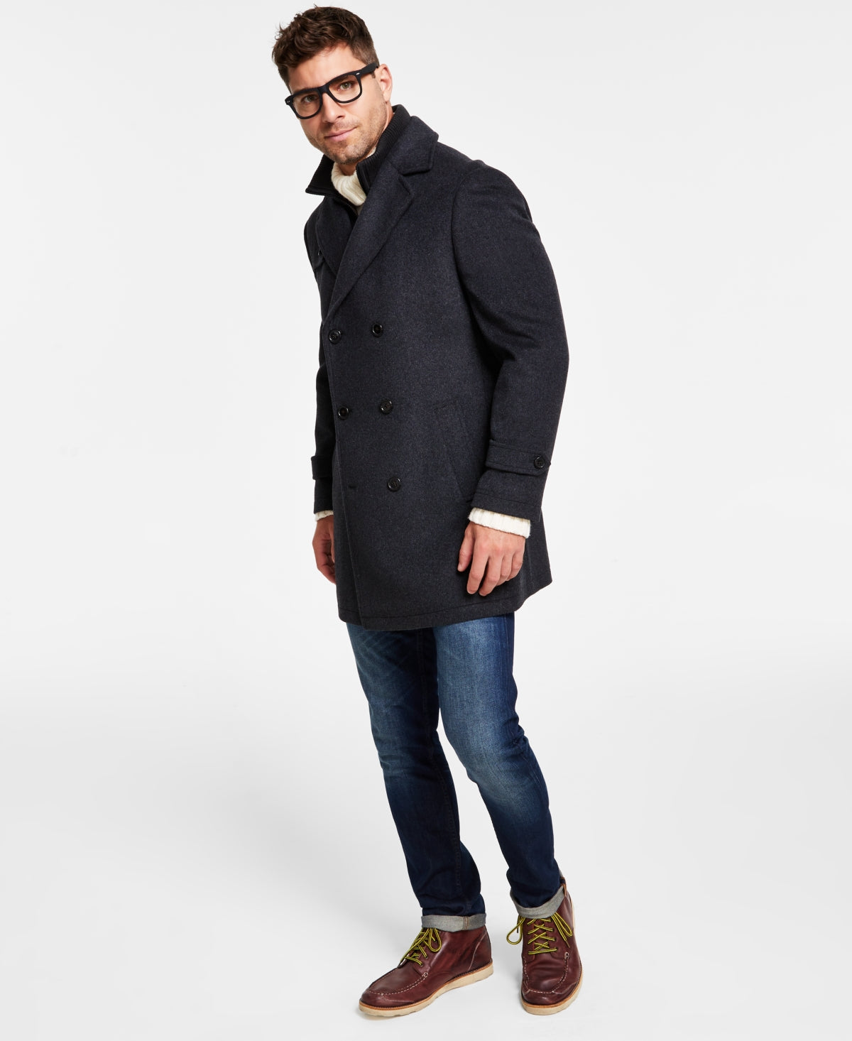Lauren Ralph Lauren Mens Classic fit Double Breasted Overcoat Coat 40 S Grey