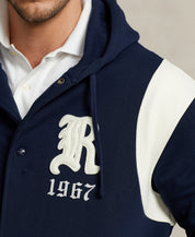 Polo Ralph Lauren Mens Navy Cream Big & Tall Fleece Hooded Jacket 3LT 3XLT