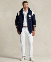 Polo Ralph Lauren Mens Navy Cream Big & Tall Fleece Hooded Jacket 3LT 3XLT
