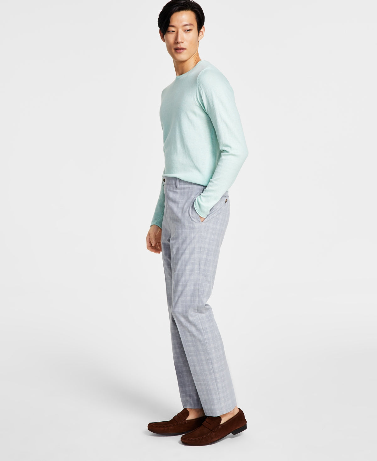 Lauren Ralph Lauren Mens Classic fit Dress Pants 42 / 32 Light Grey Plaid