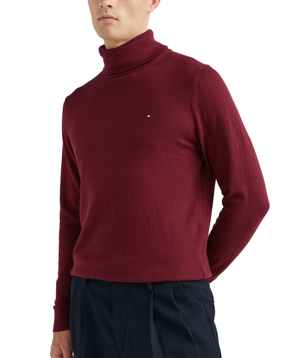 Tommy Hilfiger Men's Regular Fit Turtleneck Sweater Red Large