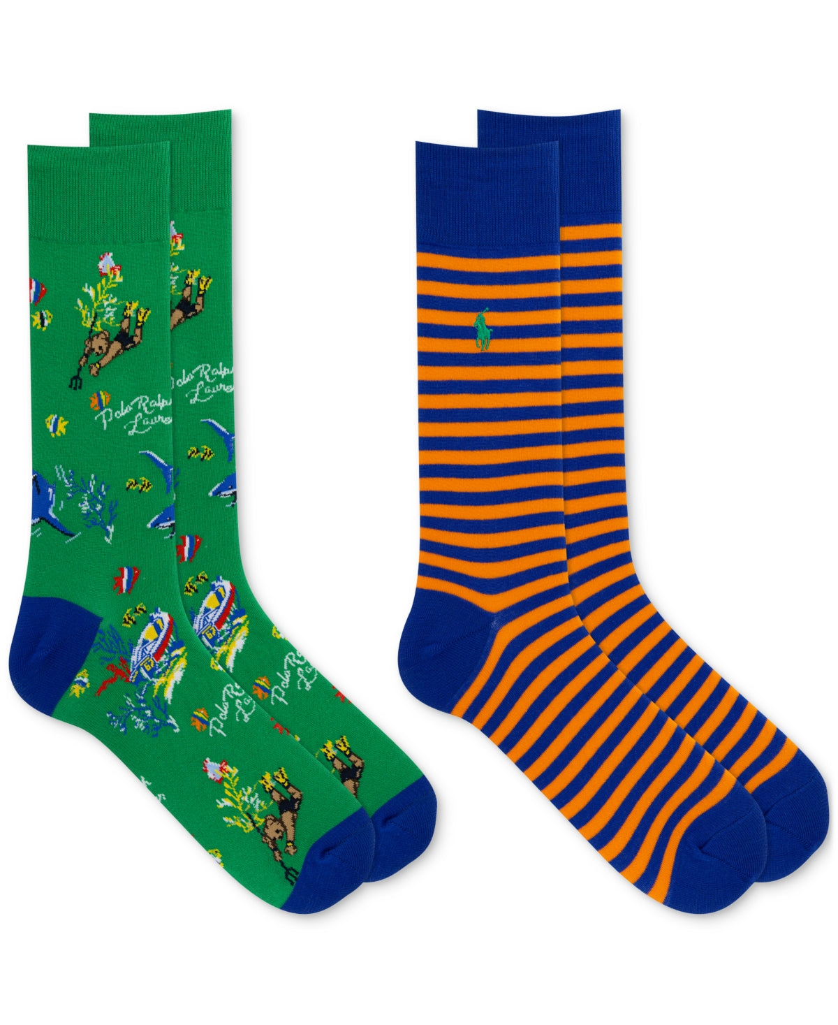 Polo Ralph Lauren Men's Bearwaiian 2 Pack Crew Socks Green