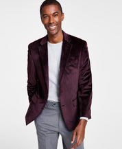 Michael Kors Men's Classic Fit Velvet Sport Coat Blazer Burgundy Red 43R