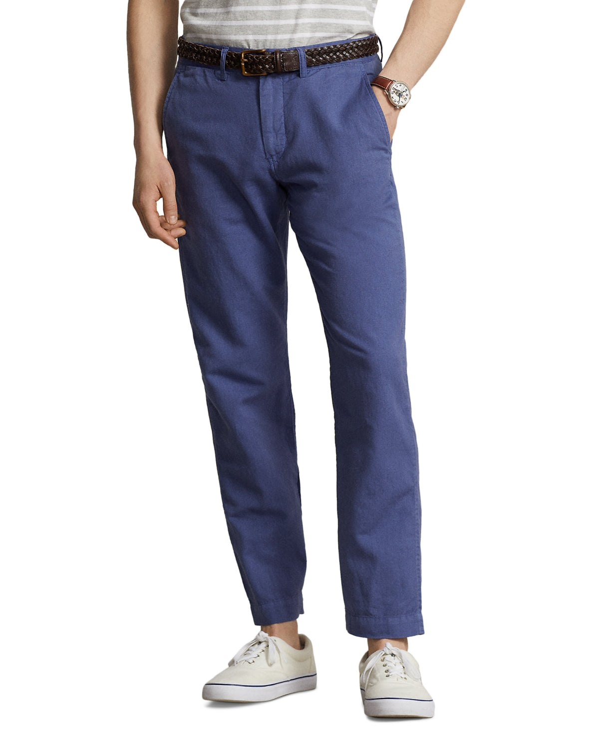 Polo Ralph Lauren Mens Straight Fit Linen Cotton Pants Blue Heaven 40 x 32