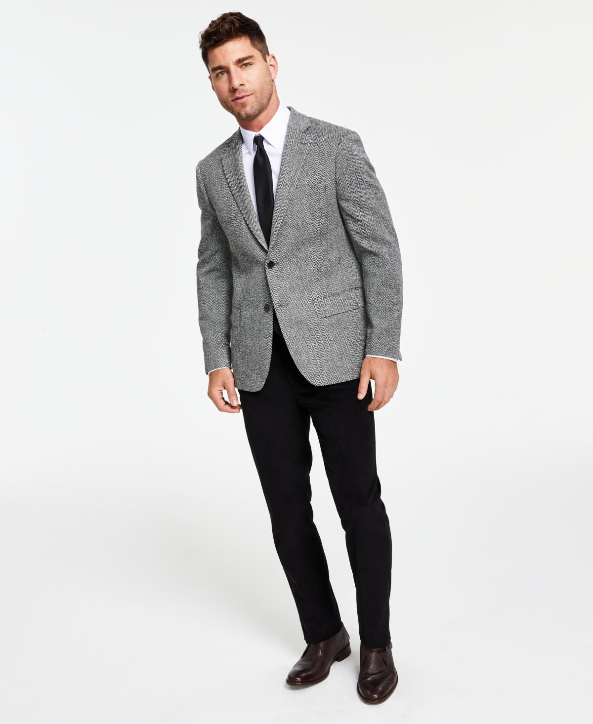 Lauren Ralph Lauren Men's Wool Classic Fit Stretch Blazer Black White 40L