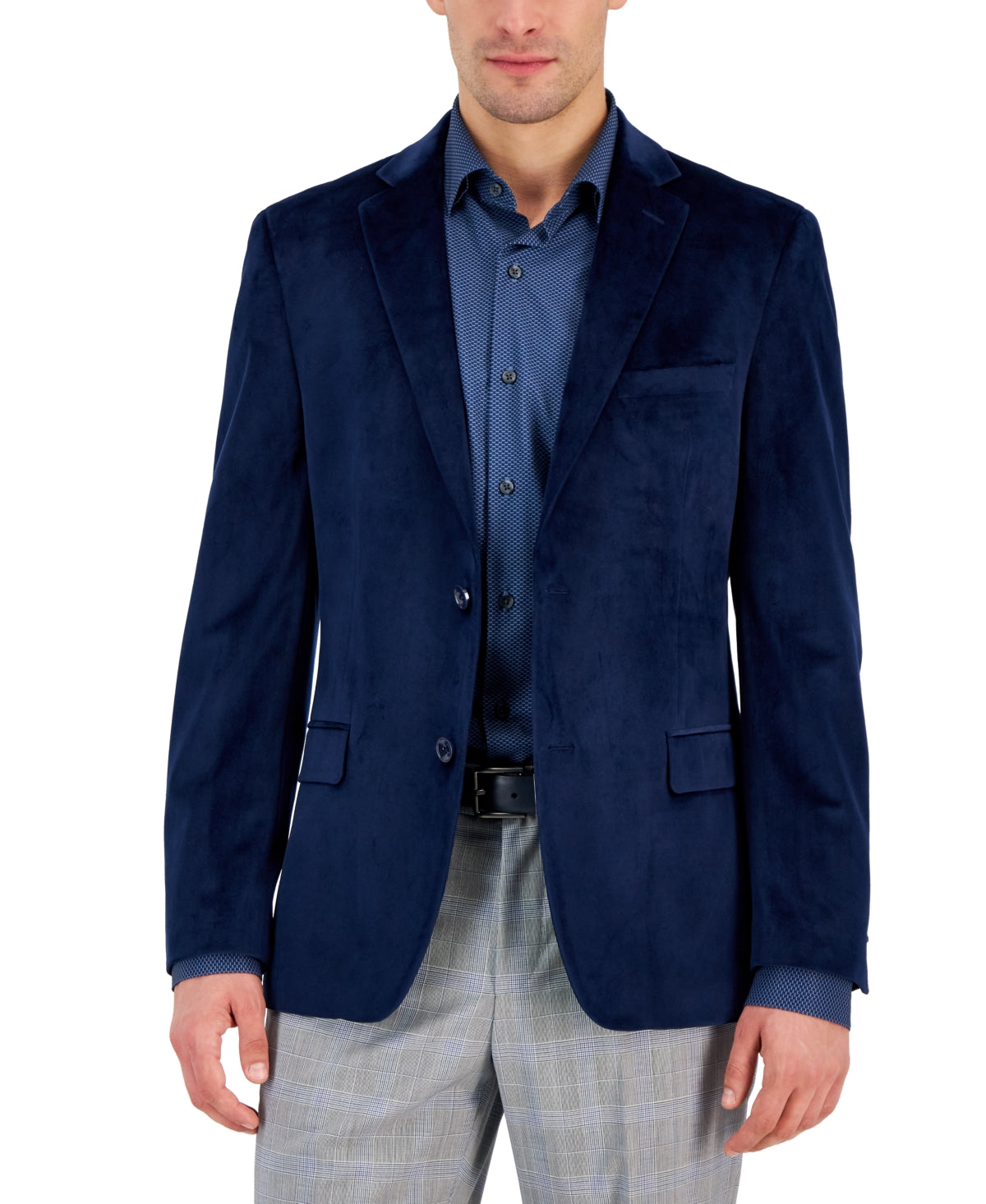 Alfani Men's Slim Fit Solid Velvet Sport Coat Blazer Navy Blue 38S