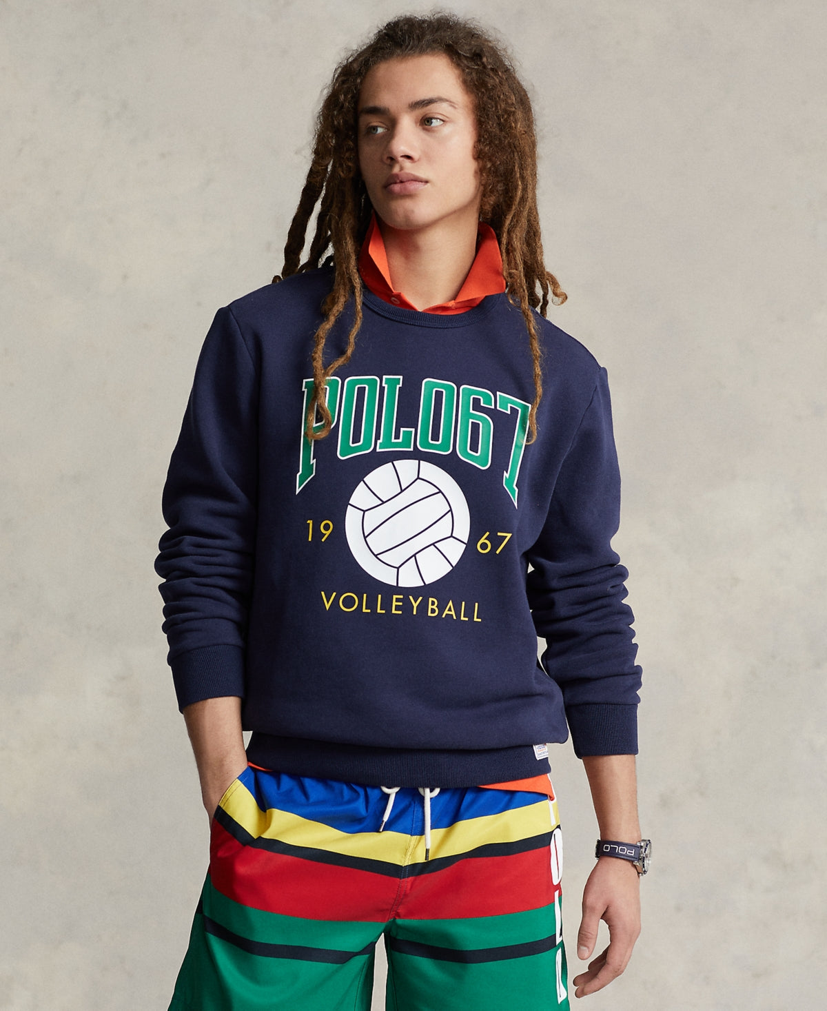 Polo Ralph Lauren Mens Crewneck Fleece Graphic Sweatshirt Small Navy Blue