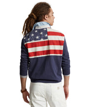 Polo Ralph Lauren Mens Classic-Fit Flag-Patch Rugby Shirt XXL 2XL Boathouse Navy