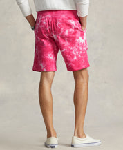 POLO RALPH LAUREN Mens 8.5" Tie Dye Fleece Shorts Pink Small