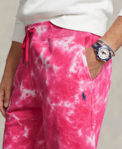 POLO RALPH LAUREN Mens 8.5" Tie Dye Fleece Shorts Pink Small
