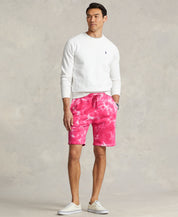 POLO RALPH LAUREN Mens 8.5" Tie Dye Fleece Shorts Pink Small