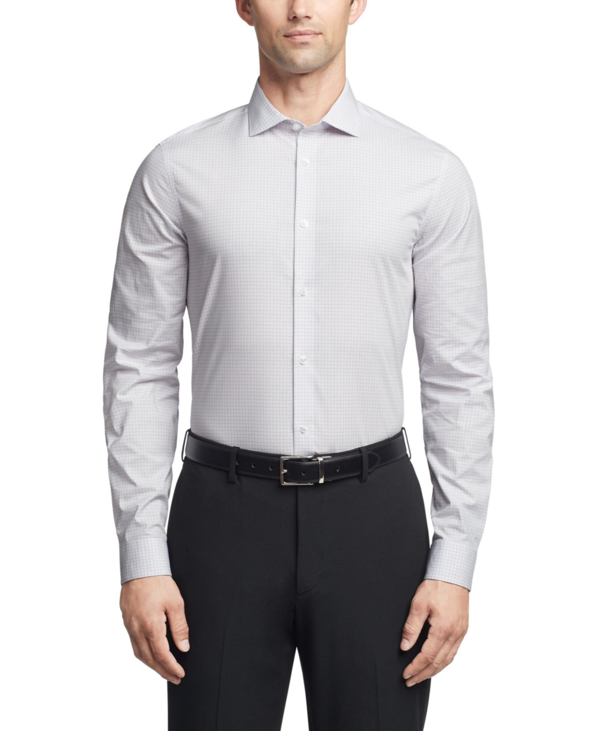 Calvin Klein Mens Slim fit Long Sleeve Button-Up Shirt Medium White Check