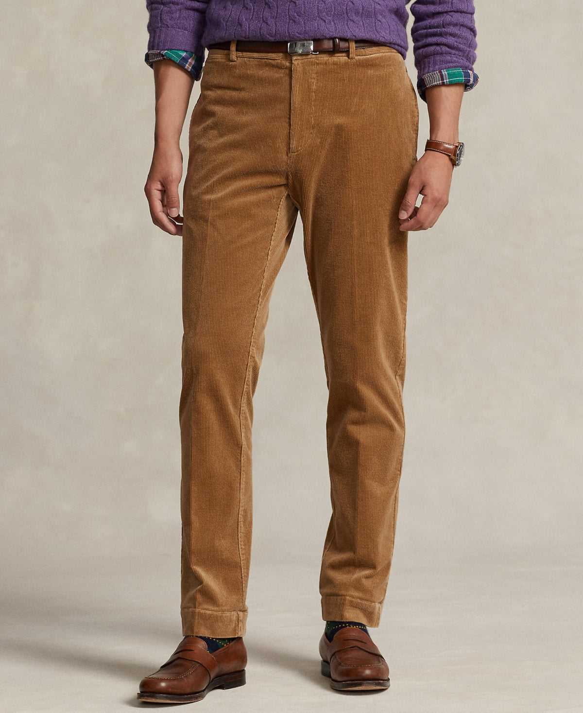 Polo Ralph Lauren Mens Regular fit Casual Corduroy Pants 38 / 32 Brown Stretch