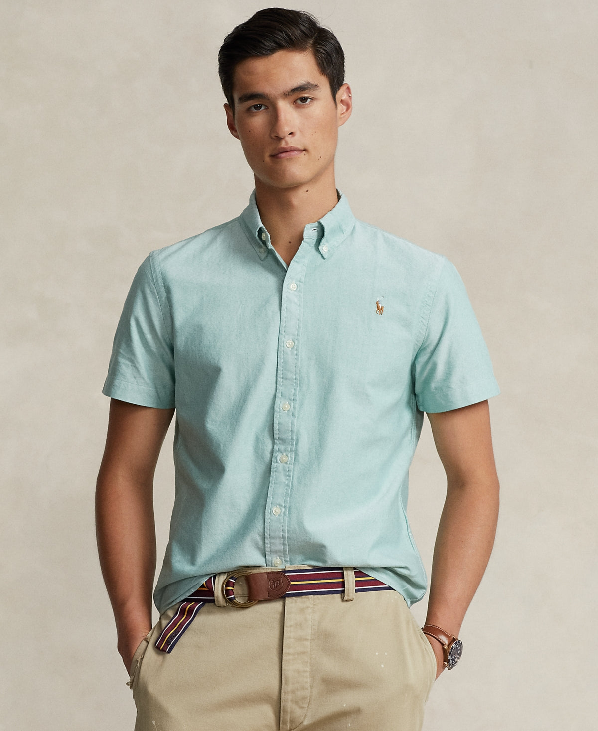 Polo Ralph Lauren Men's Classic Fit Short Sleeve Oxford Shirt College Green 2XL