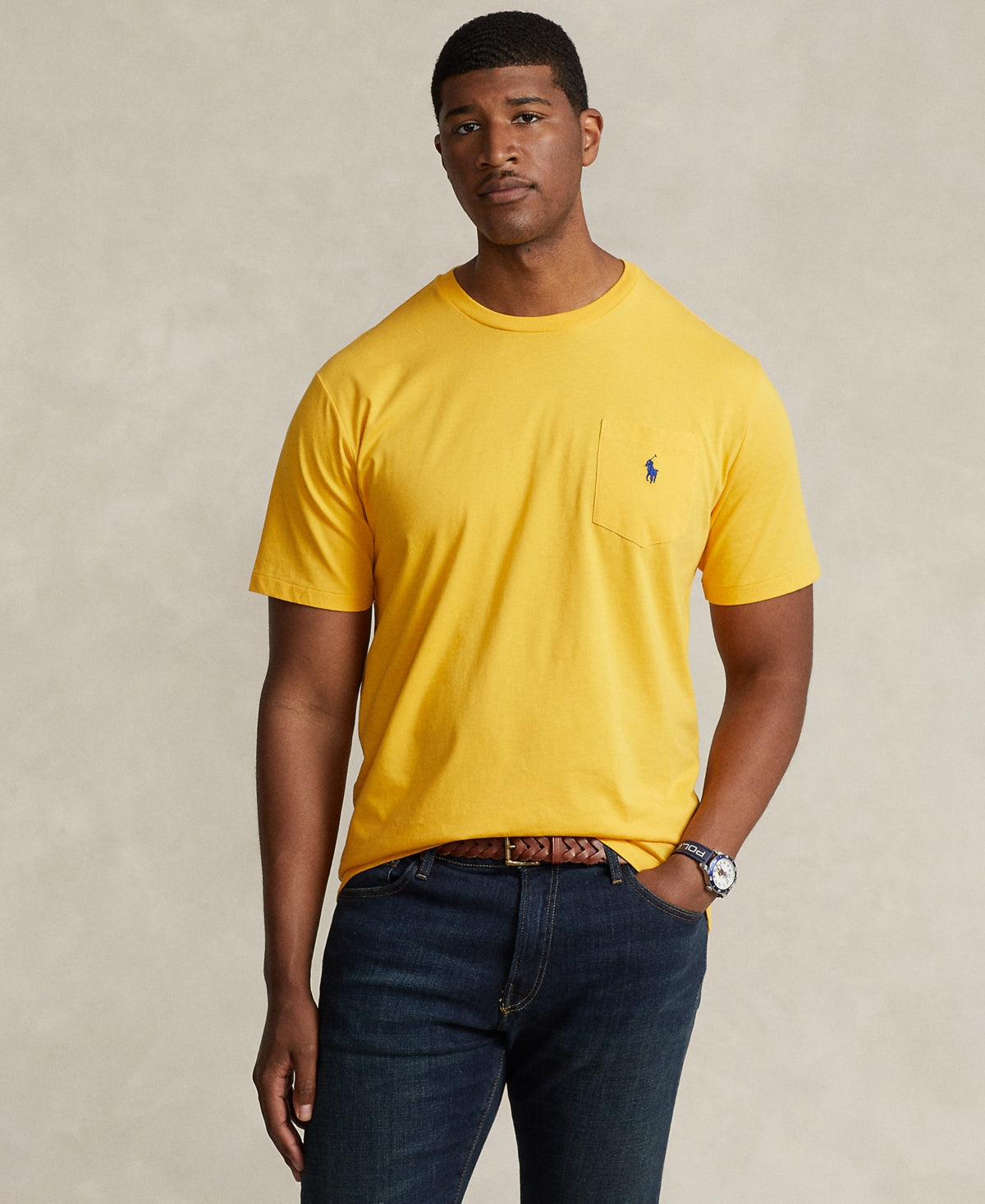 Polo Ralph Lauren Men's Big Tall Cotton Jersey Pocket T Shirt Yellow 3XB