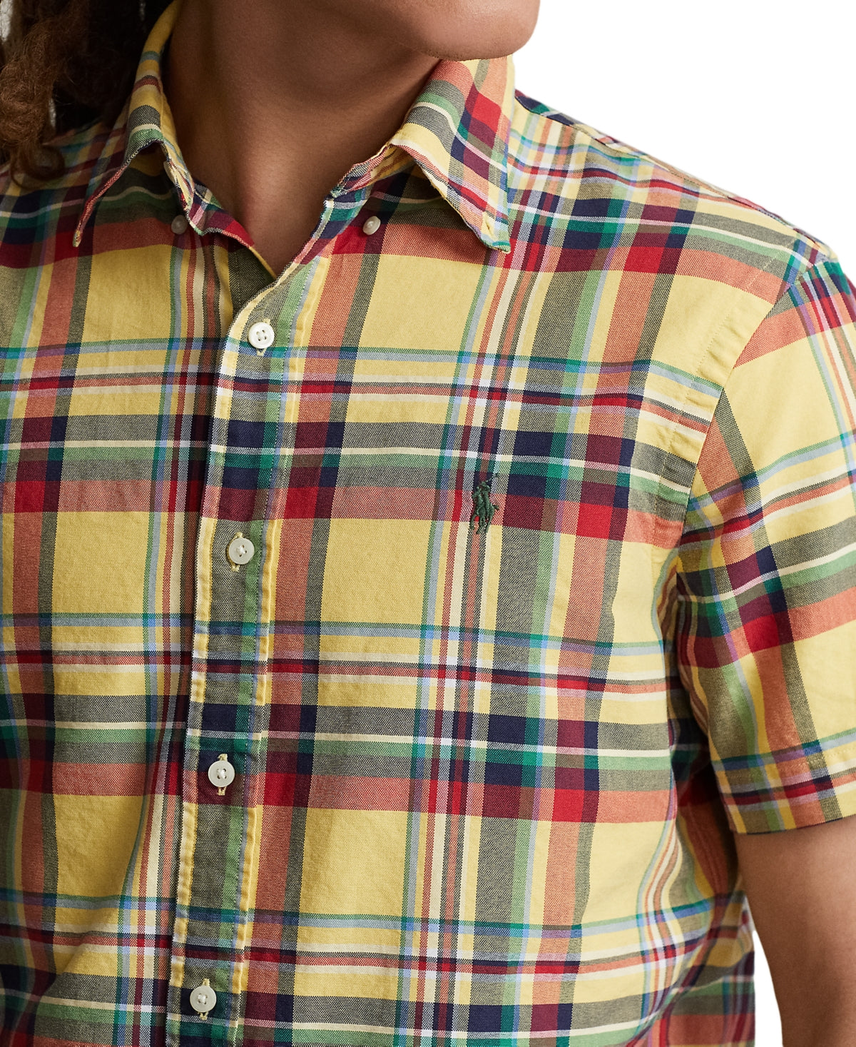 Polo Ralph Lauren Men's Classic Fit Plaid Oxford Button Down Shirt Yellow XS