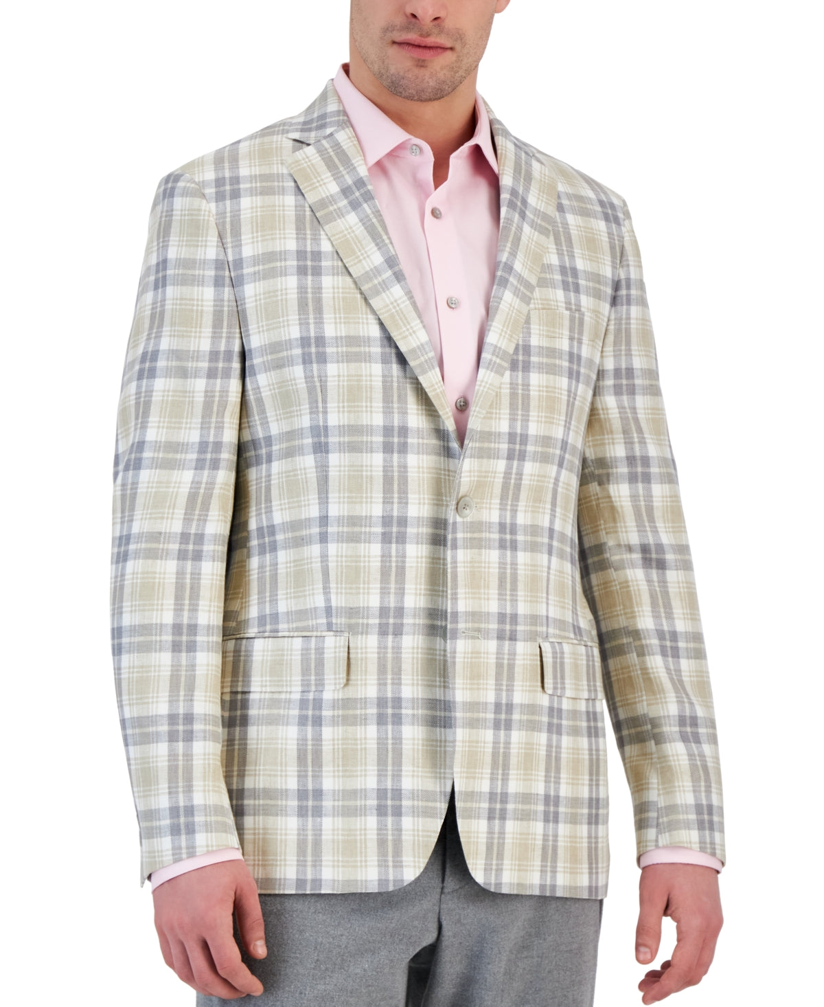 Lauren Ralph Lauren Mens Classic Fit UltraFlex Sport Coat Cream Blue 42S