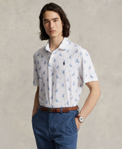 Polo Ralph Lauren Men's Classic Fit Mesh Polo Shirt Sailboats White Medium