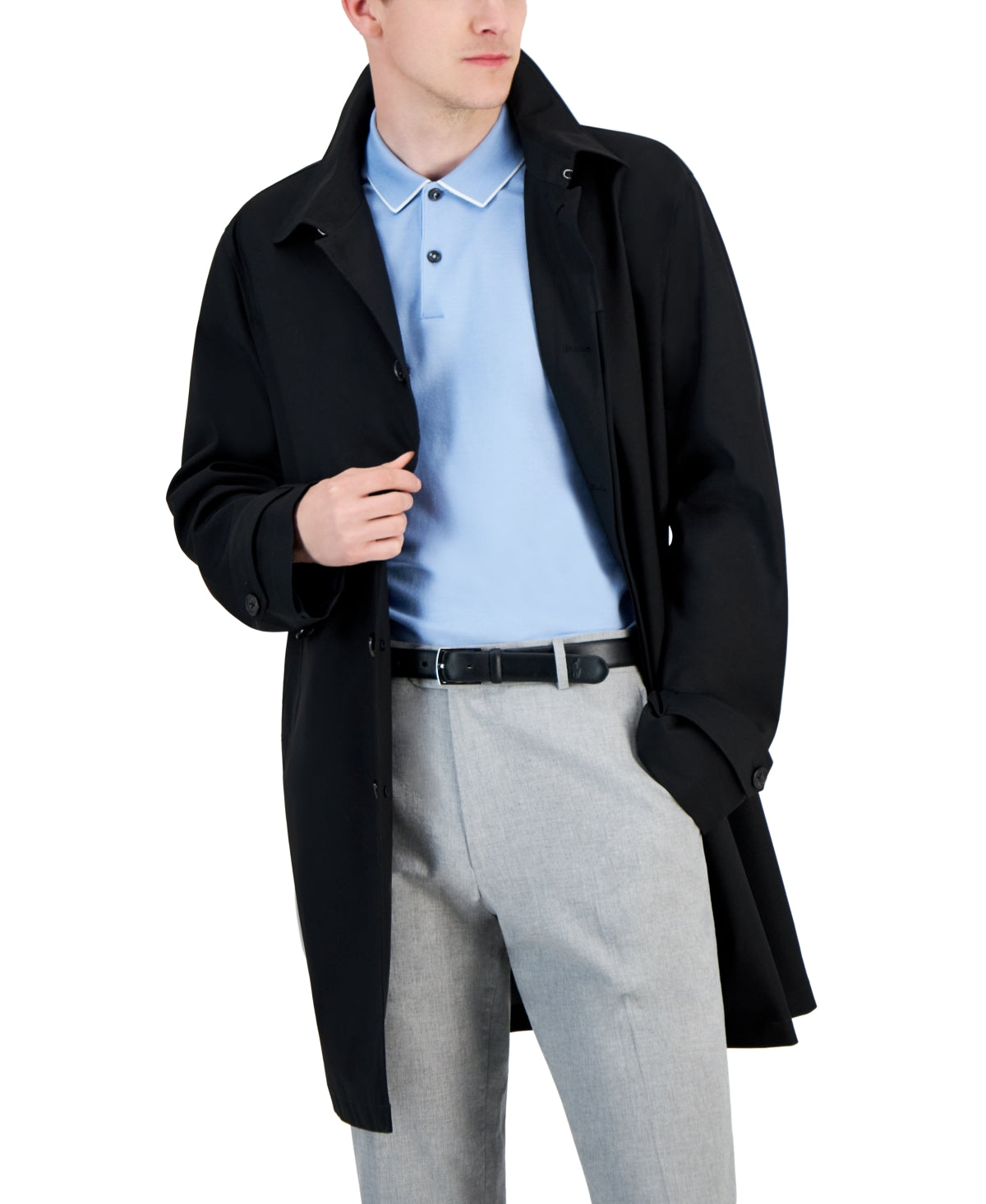 Lauren Ralph Lauren Mens Classic fit Raincoat Coat 44 L Black Solid