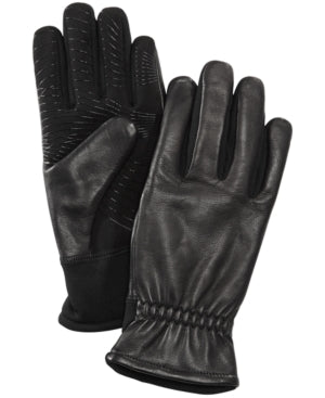 UR Gloves Mens Gathered Wrist Leather Gloves Black Large XL