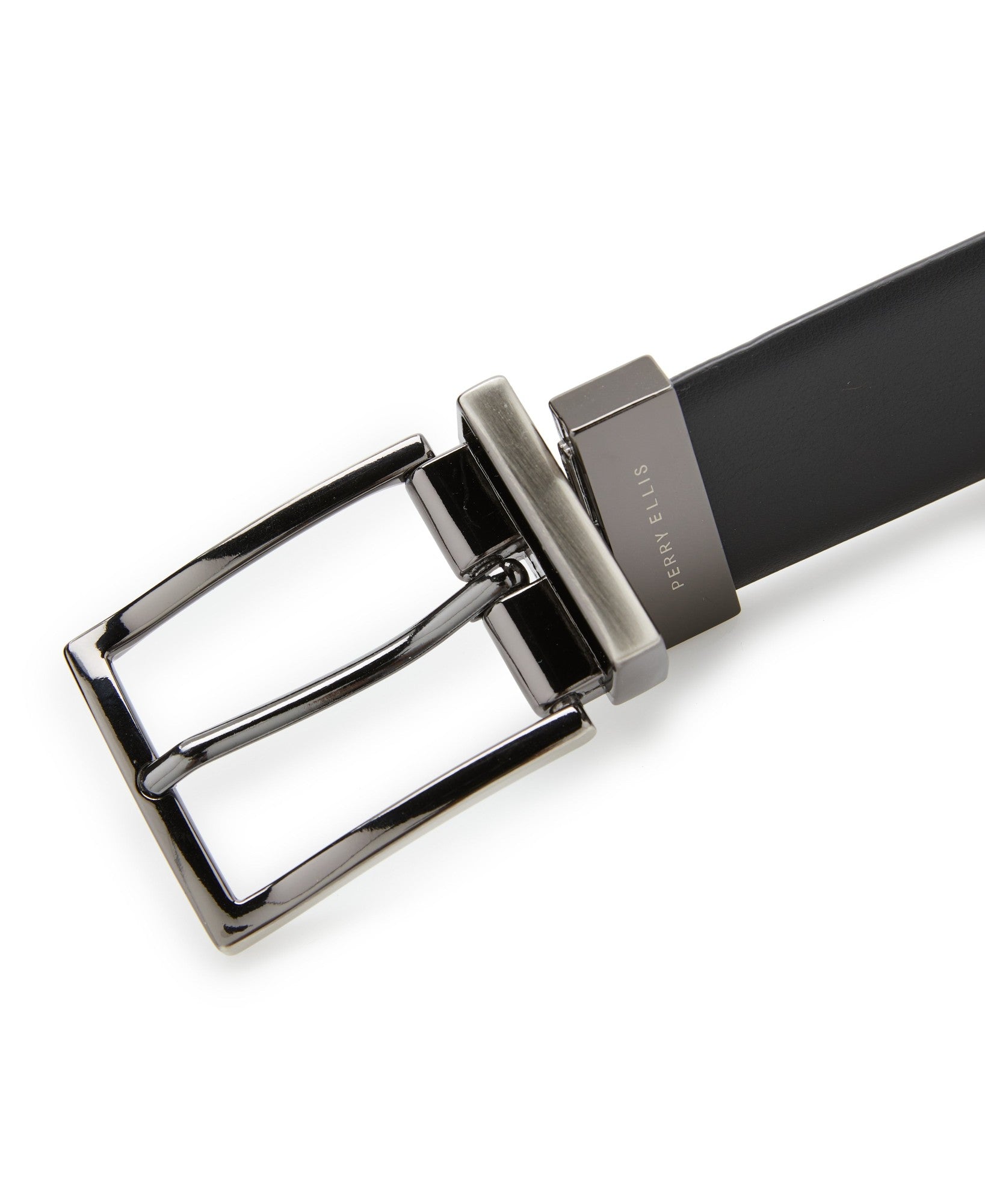 Perry Ellis Portfolio Mens Reversible Belt Feather Edge Oxford Black 38 - 40 Large