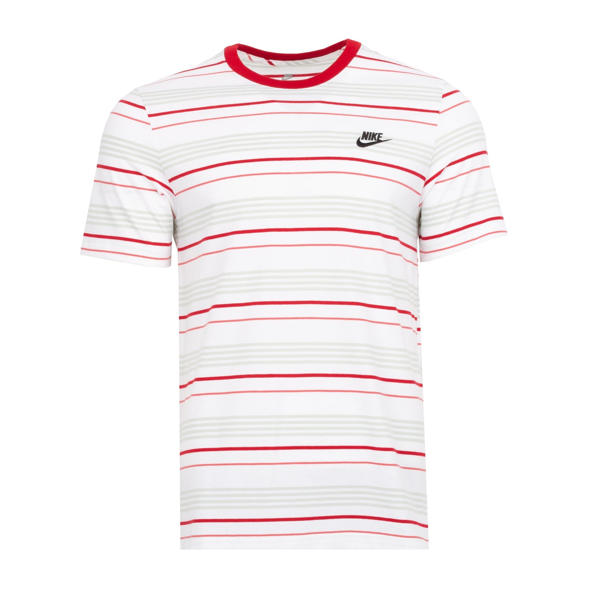 Nike Men's Sportswear Striped Futura Logo Short Sleeve T Shirt White Large