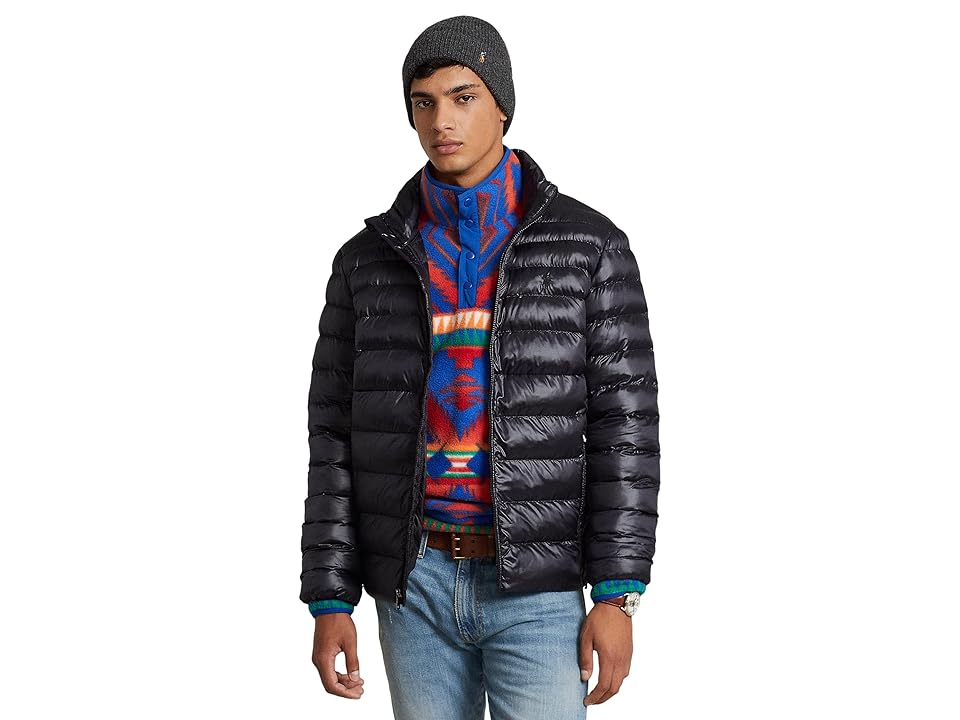 Polo Ralph Lauren Men's Packable Water Repellent Jacket Coat Black Glossy XL