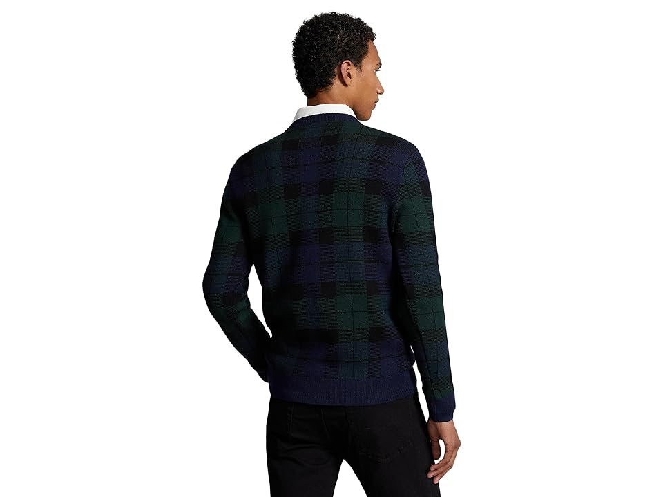 Polo Ralph Lauren Plaid Washable Wool Sweater XL Blackwatch Combo Blue Green
