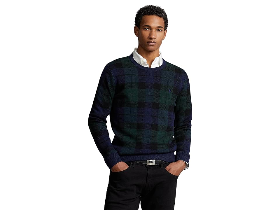 Polo Ralph Lauren Plaid Washable Wool Sweater XL Blackwatch Combo Blue Green