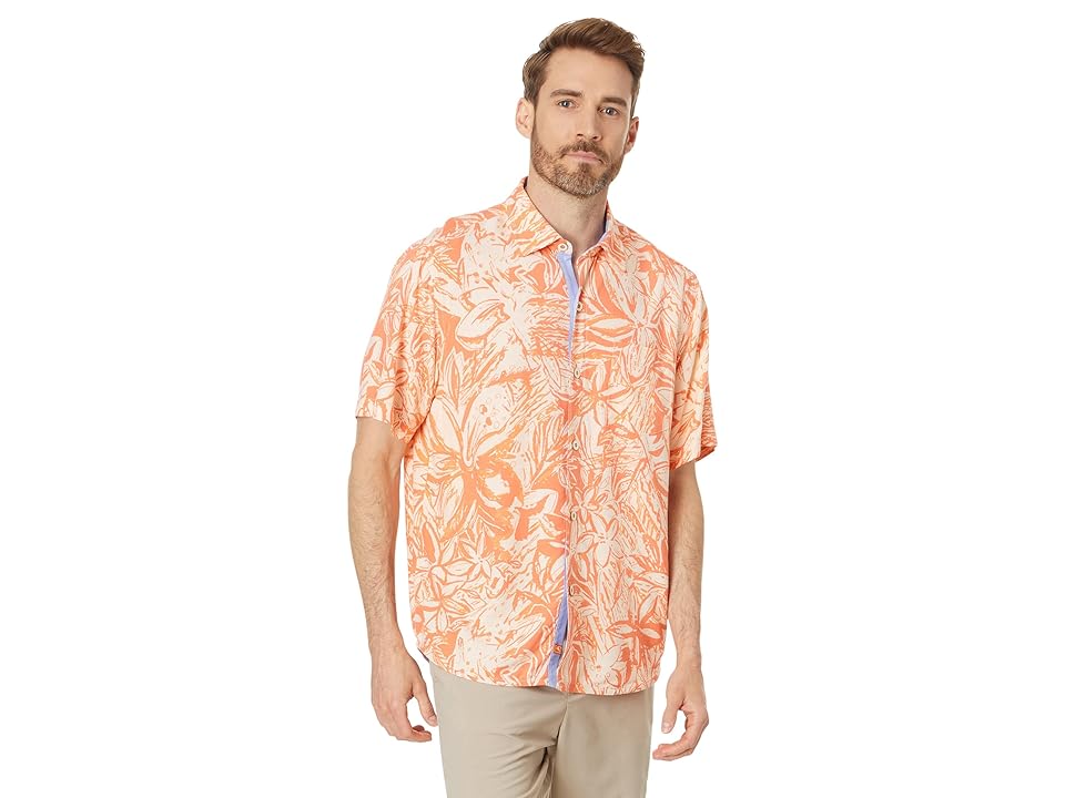 Tommy Bahama Mens Veracruz Cay Short Sleeve Button Up Shirt Orange 3XL XXXL