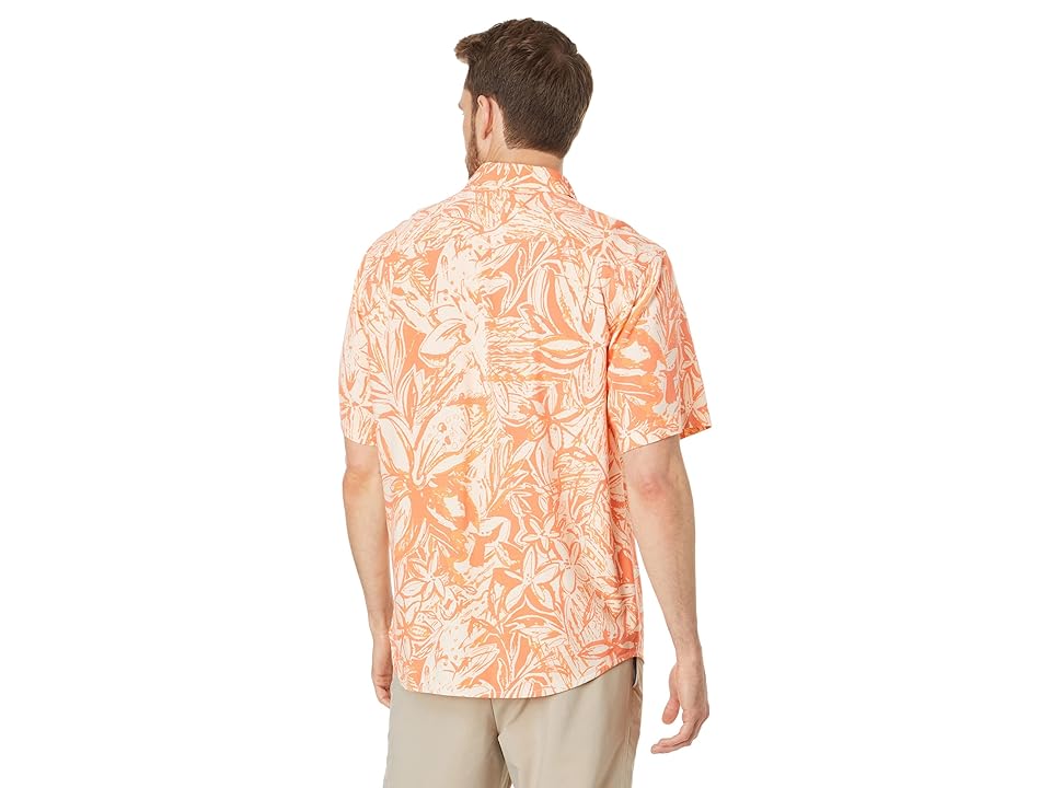 Tommy Bahama Mens Regular fit Short Sleeve Button-Up Shirt Small Orange Floral
