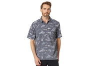 Quiksilver Waterman Men's Line Spinner Short Sleeve Button Up Shirt Grey 2XL
