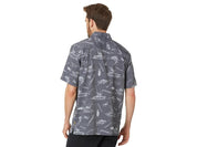 Quiksilver Waterman Men's Line Spinner Short Sleeve Button Up Shirt Grey 2XL