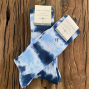 Sun + Stone Mens Crew Socks Blue Tie Dye 7-12