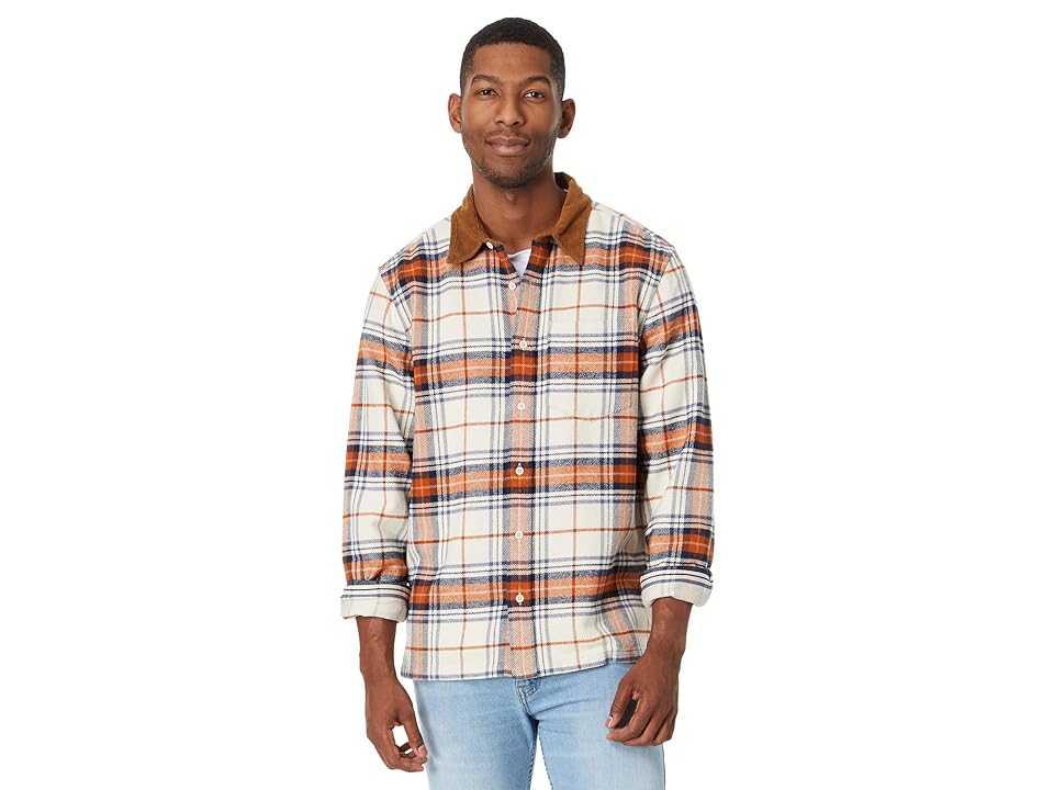 Madewell Mens Corduroy Collar Easy Shirt Jacket Camping Plaid Red White Large
