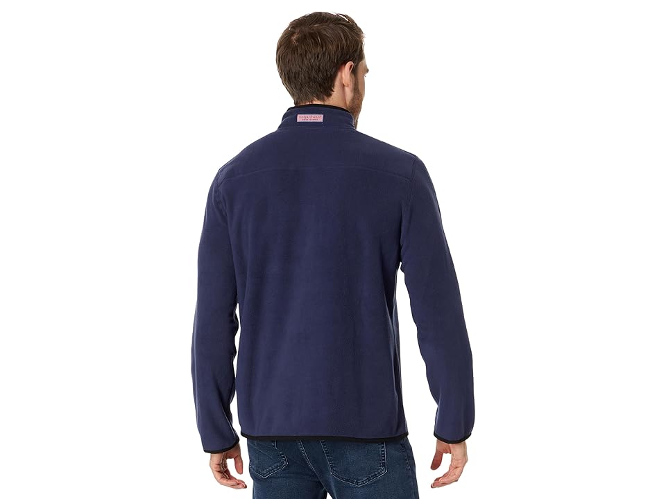 Vineyard Vines Mens Harbor Fleece Quarter Snap Sweatshirt Navy Blue Medium
