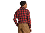 Polo Ralph Lauren Classic Fit Checked Double-Faced Button Shirt Large Red Black