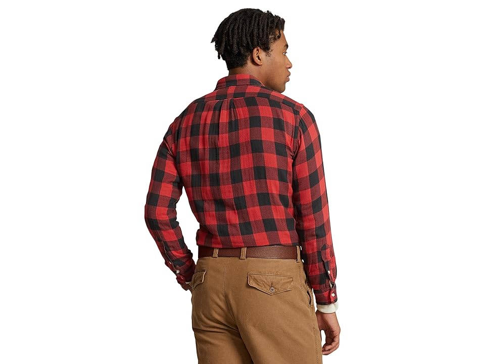 Polo Ralph Lauren Classic Fit Checked Double-Faced Button Shirt Large Red Black