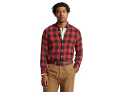 Polo Ralph Lauren Classic Fit Checked Double-Faced Button Shirt Large Red Black