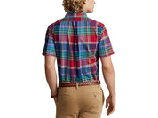 Polo Ralph Lauren Mens Classic Fit Plaid Short Sleeve Oxford Shirt Blue Medium
