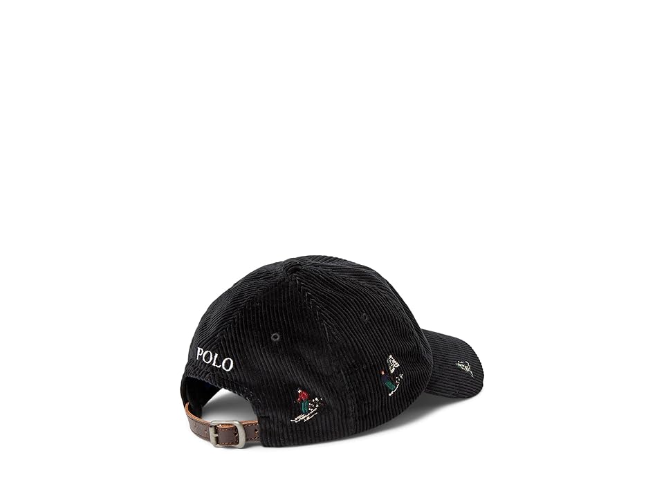 Polo Ralph Lauren Ski-Embroidered Corduroy Ball Cap Hat OSFA Black