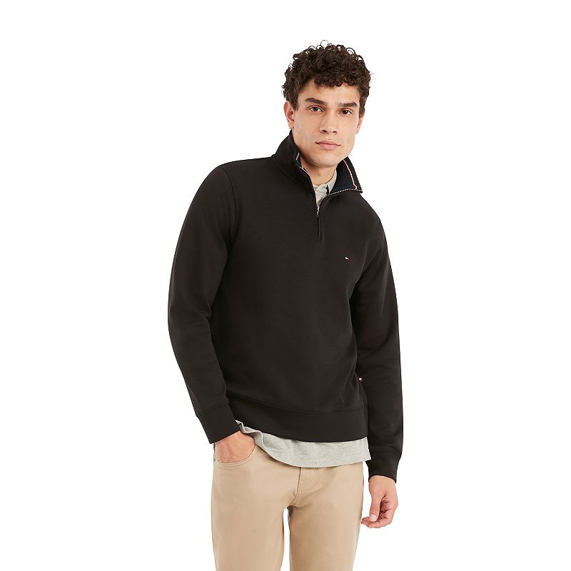 Tommy Hilfiger Men's Big & Tall Mock Neck Quarter Zip Sweater Black 5XLT