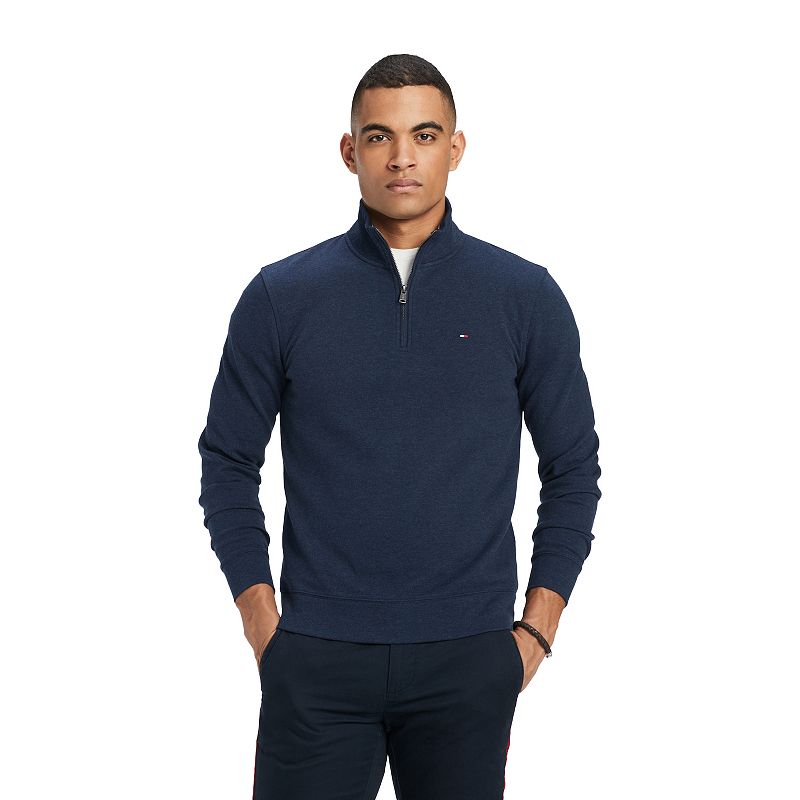 TOMMY HILFIGER Men's Big & Tall Bill French Rib Quarter-Zip Pullover Desert Sky Blue 3XL