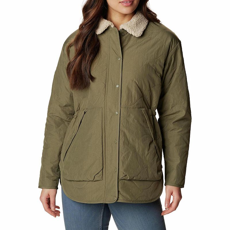 Columbia Womens Regular fit Quilted Coat XL Green Solid