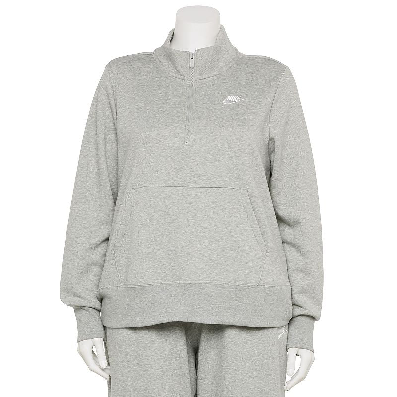 Nike Women Regular fit Half Zip Sweatshirt 3X Grey Solid