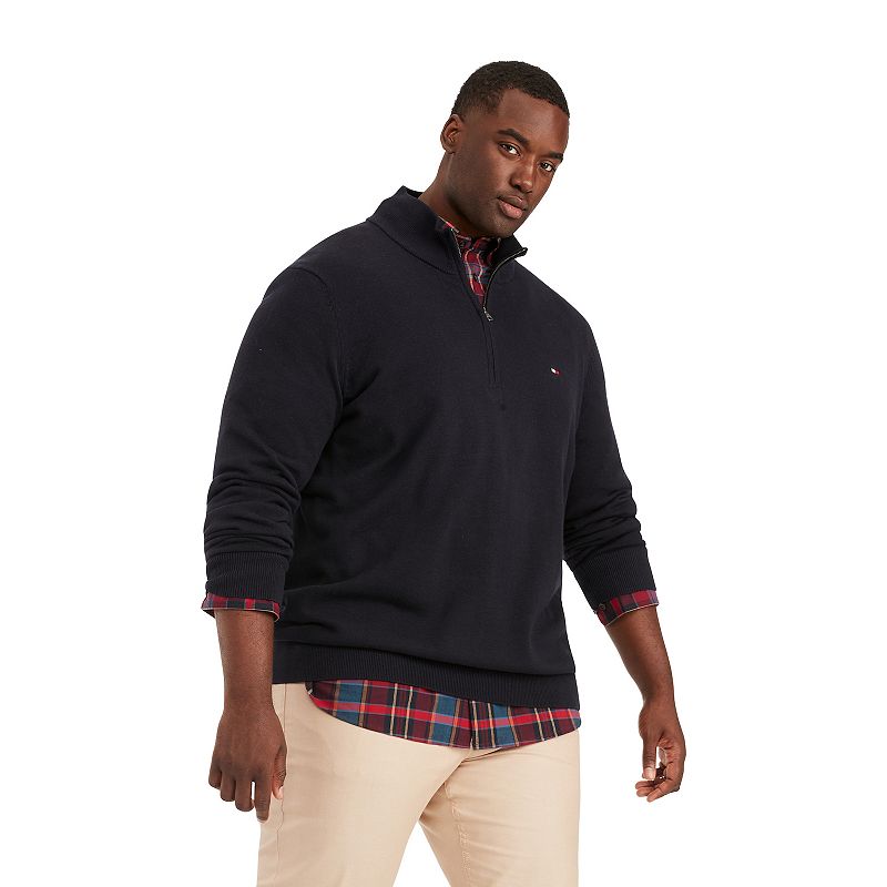 Tommy Hilfiger Men's Quarter-Zip Sweater Navy Blue XLT XL Tall