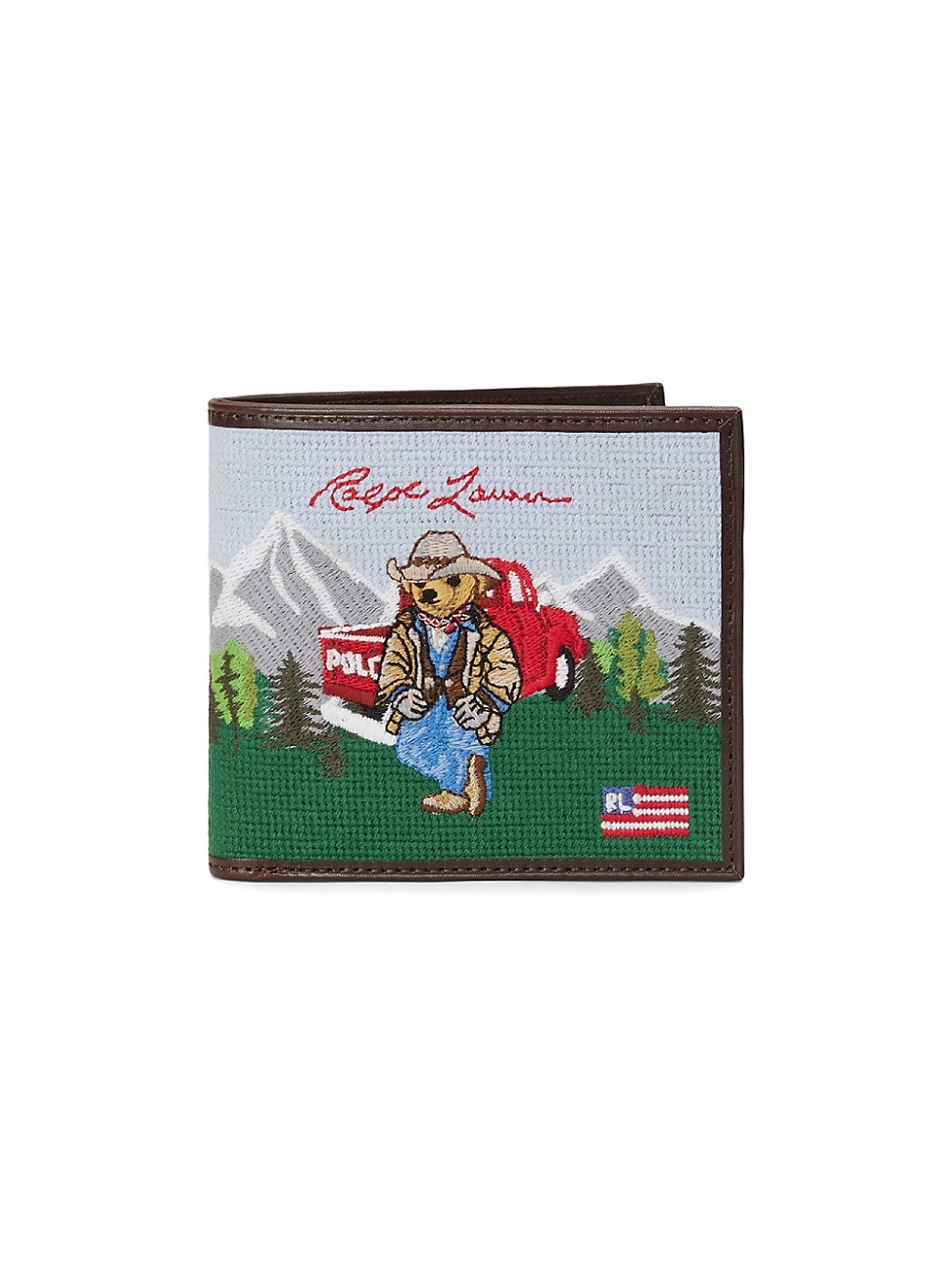 Polo Ralph Lauren Men's Polo Bear Western Needlepoint Slim Wallet
