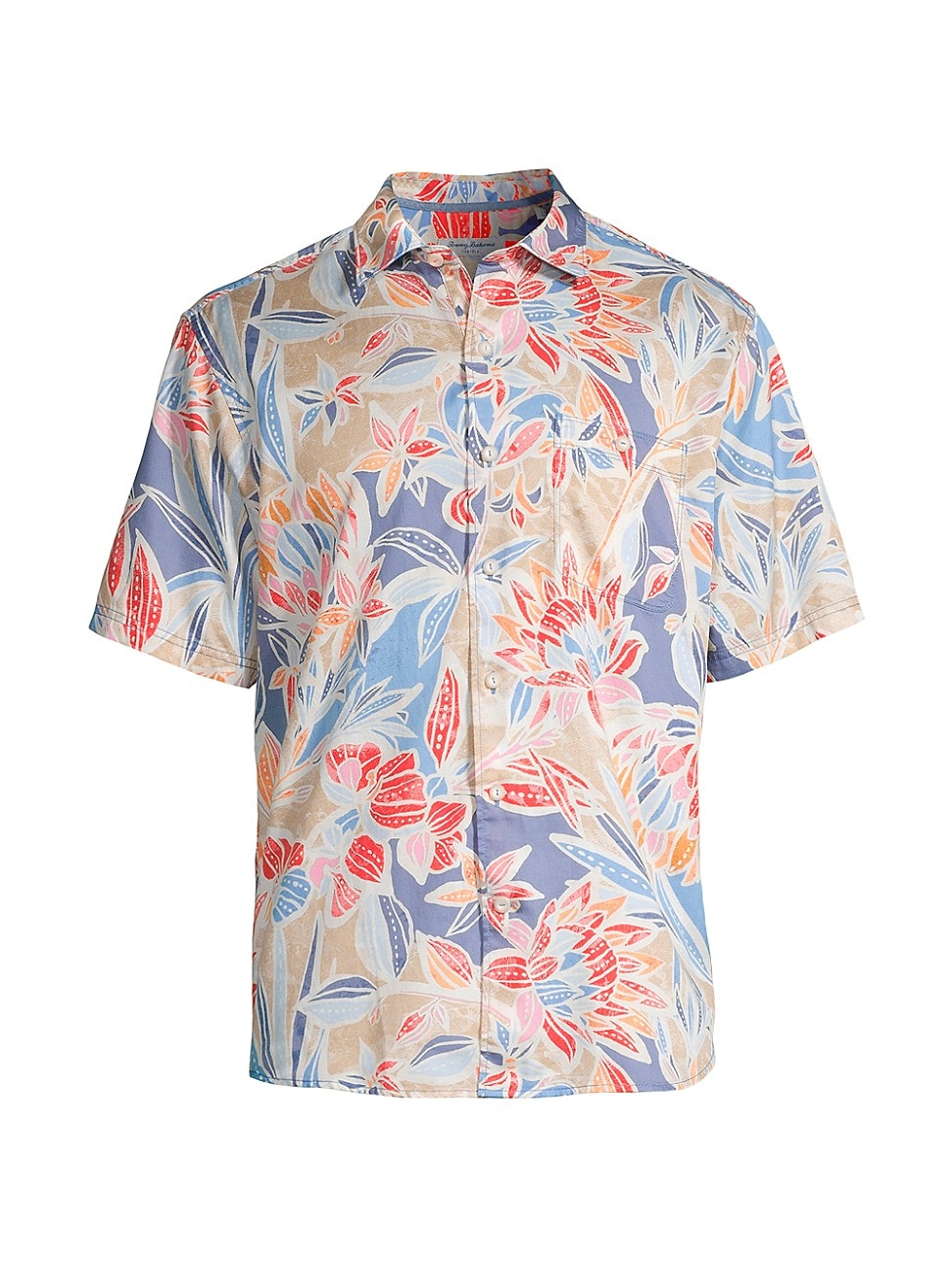 Tommy Bahama Mens Tortola Floral Short Sleeve Button Down Shirt Blue Medium